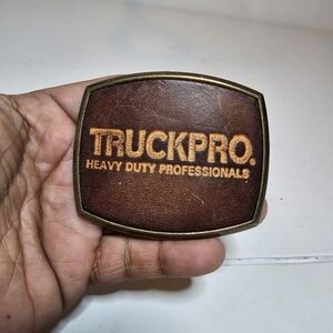 Vintage El Cid "Truckpro Heavy Duty Professionals" Bronze & LeatherBelt Buckle s